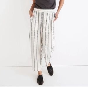 MADEWELL GAUZY COTTON PULL ON BALLOON PANTS CREAM BLACK WITH POCKETS SIZE 3X